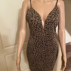 Cheetah Print Spaghetti Strap Mini Dress